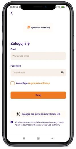 Aplikacja mobilna Spedytor na Miarę